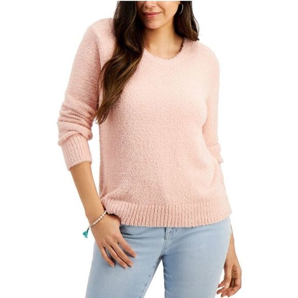 Style & Co Petite Plush Crewneck Sweater Whipped Rose PL - Picture 1 of 1